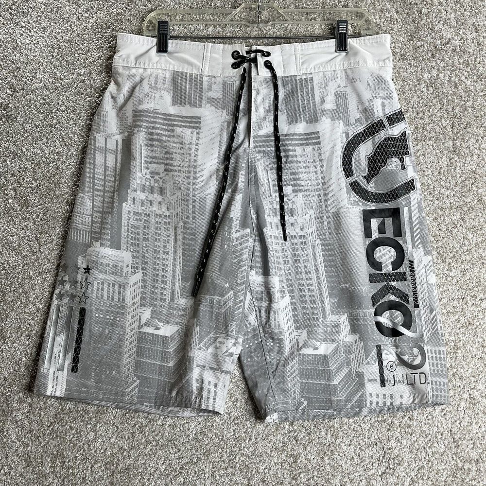 Ecko Unltd Lined Shorts Large White Building City AOP